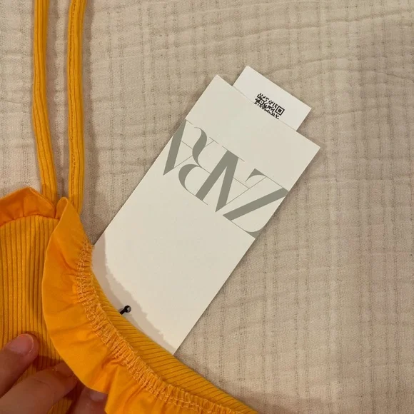 Zara Ribbed Top with Ruffles - Picture 6 of 6